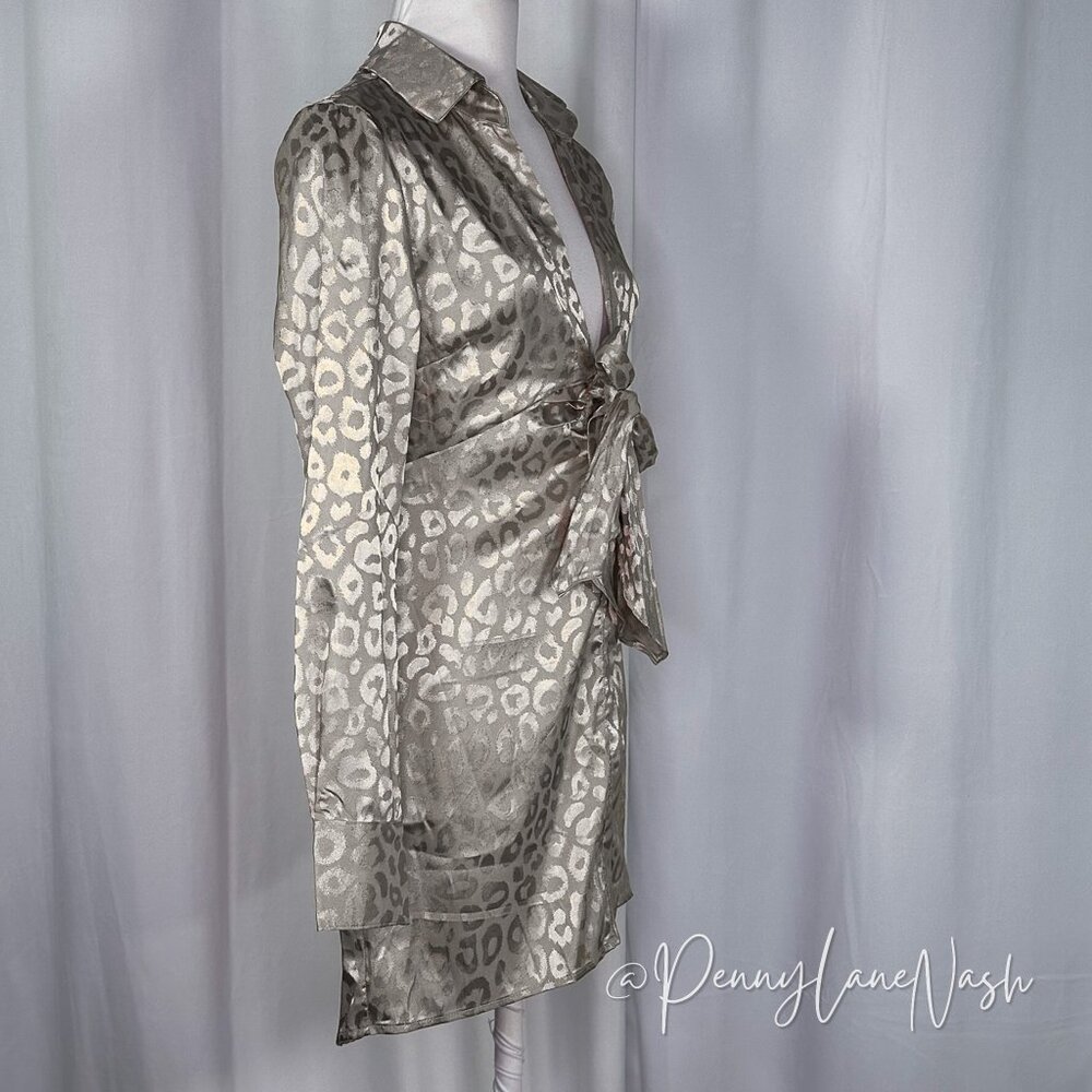 Aakaa Cheetah Print Tie Front Mini Dress - Picture 3 of 14